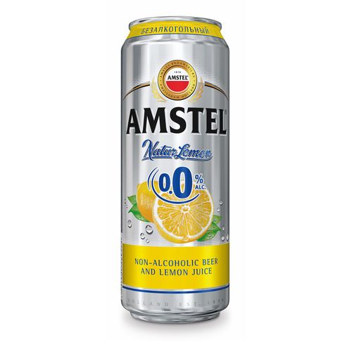 Пивной напиток безалкогольный Amstel Натур лимон светлый фильтрованный пастеризованный 430 мл