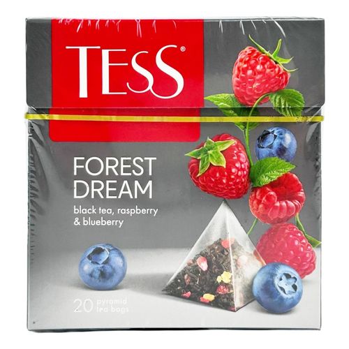 Чай черный Tess Forest Dream с малиной и ароматом черники в пирамидках 1,8 г х 20 шт