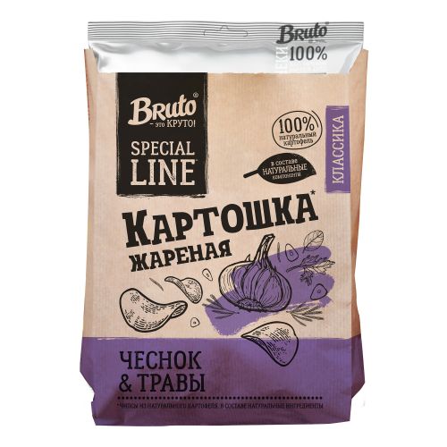 Чипсы картофельные Bruto snacks чеснок и травы 120 г
