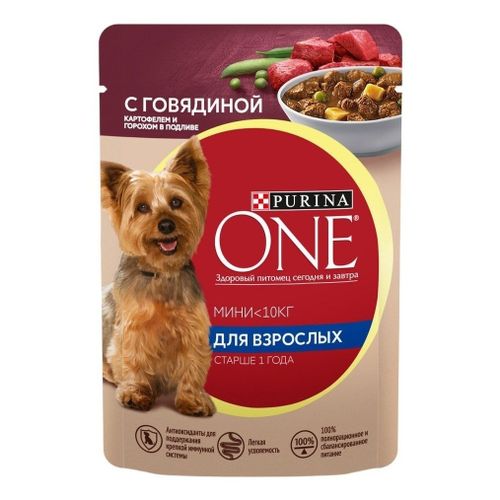 Влажный корм Purina One с курицей-морковью-зеленой фасолью повседневный для собак 85 г
