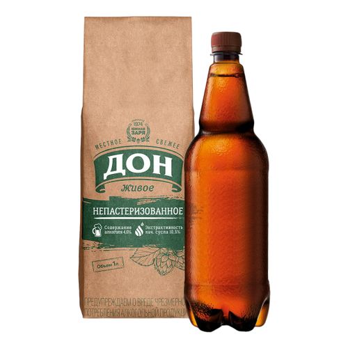 Пиво Дон Живое светлое фильтрованное пастеризованное 1 л