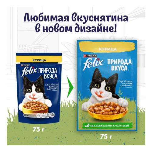 Влажный корм Felix Природа вкуса курица в соусе для кошек 75 г