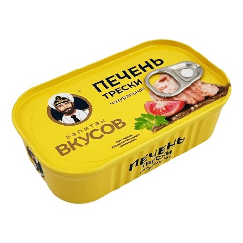 Печень трески Капитан Вкусов кусочки в собственном соку 115 г