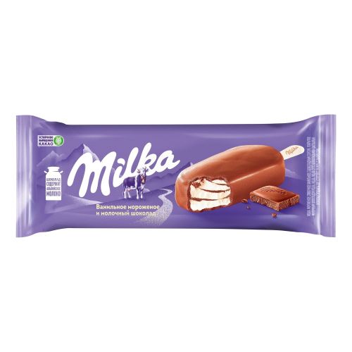 Мороженое пломбир Milka с ванилью в молочном шоколаде БЗМЖ 62 г