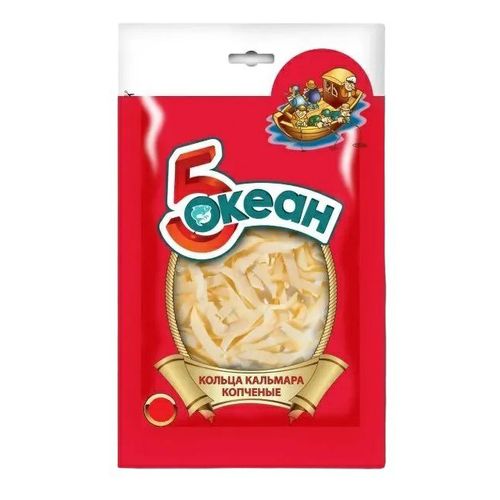 Кальмар Пятый Океан кольца копченые 40 г