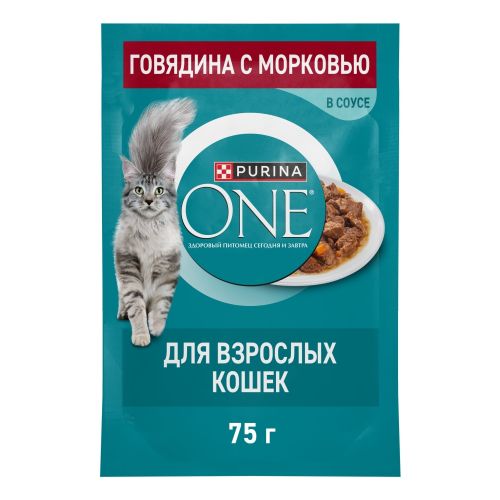 Влажный корм Purina One для взрослых кошек с говядиной и морковью 75 г
