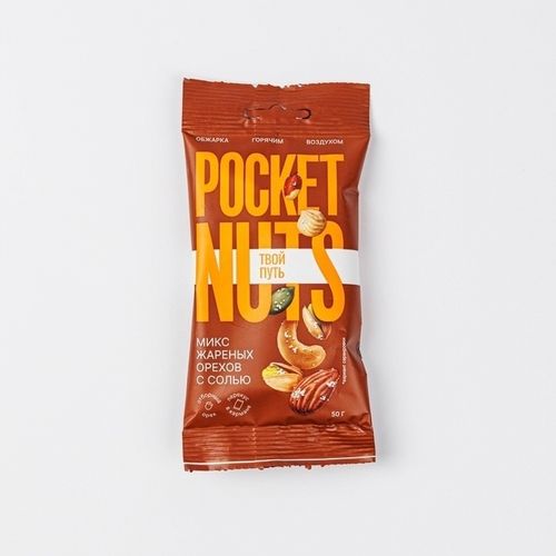Смесь семечек и орехов Толк & польза Pocket nuts жареные с солью 50 г