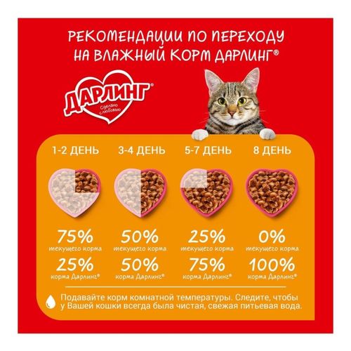 Влажный корм Дарлинг с говядиной для кошек 75 г