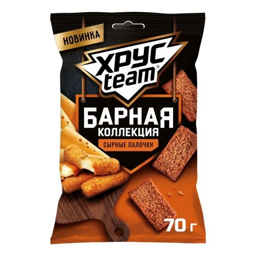 Сухарики ржано-пшеничные Хрусteam Барная коллекция сырные палочки 70 г