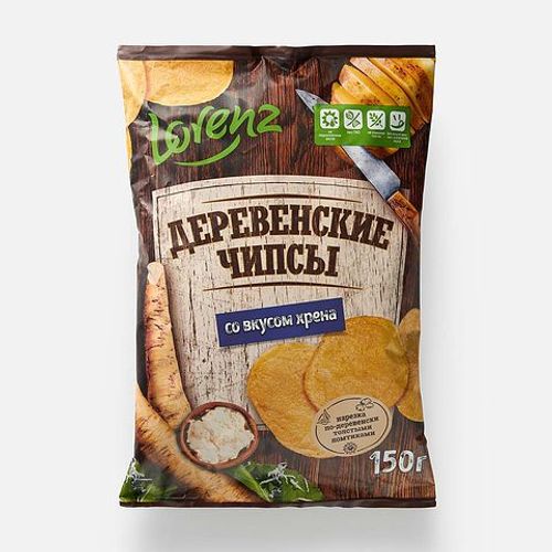 Чипсы картофельные Lorenz Деревенские чипсы со вкусом хрена 150 г