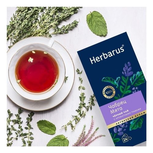 Чай чёрный Herbarus Чабрец-Мята в пакетиках 2 г х 24 шт