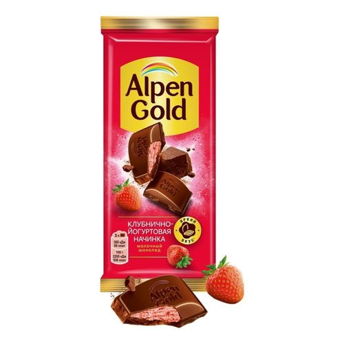 Шоколад Alpen Gold молочный с клубнично-йогуртовой начинкой 80 г