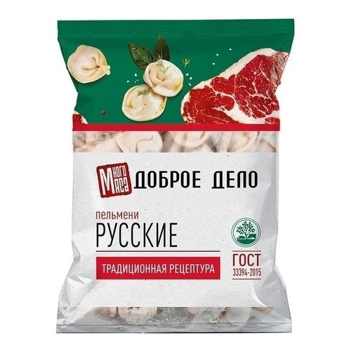 Пельмени Доброе Дело Много мяса Русские из свинины, телятины и говядины 750 г