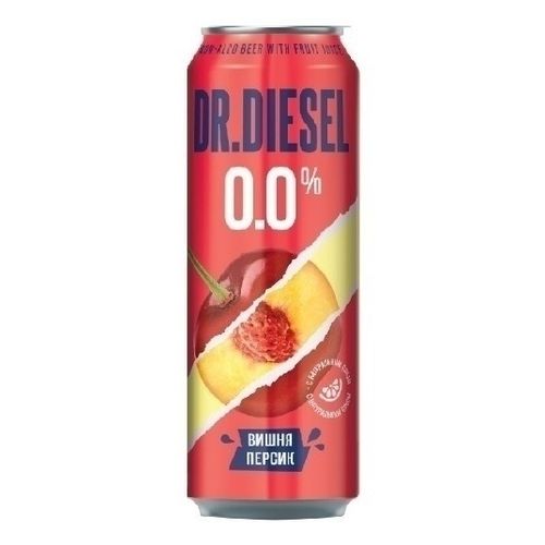 Пивной напиток безалкогольный Dr. Diesel Hot Mix Вишня и персик светлый нефильтрованный пастеризованный 430 мл