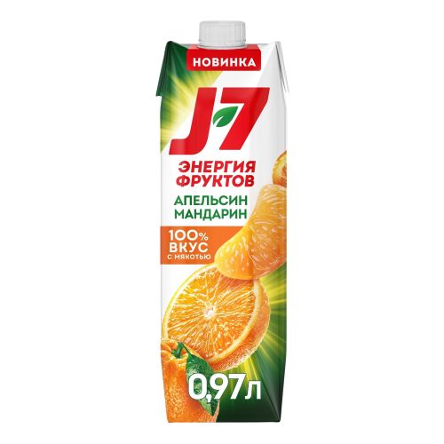 Нектар J7 апельсин-мандарин с мякотью 970 мл