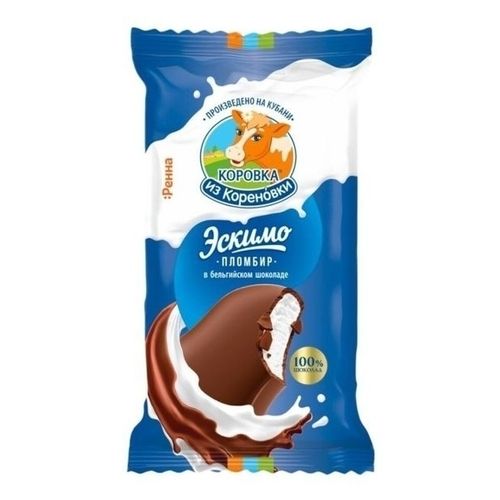 Мороженое Коровка из Кореновки пломбир в бельгийском шоколаде эскимо БЗМЖ 70 г