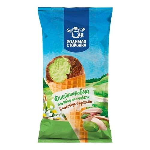 Мороженое пломбир Родимая Сторонка фисташка в шоколаде БЗМЖ 70 г