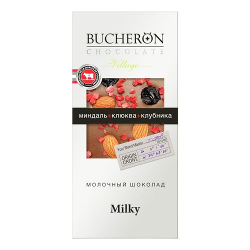Шоколад Bucheron Village белый миндаль-клюква-клубника 85 г