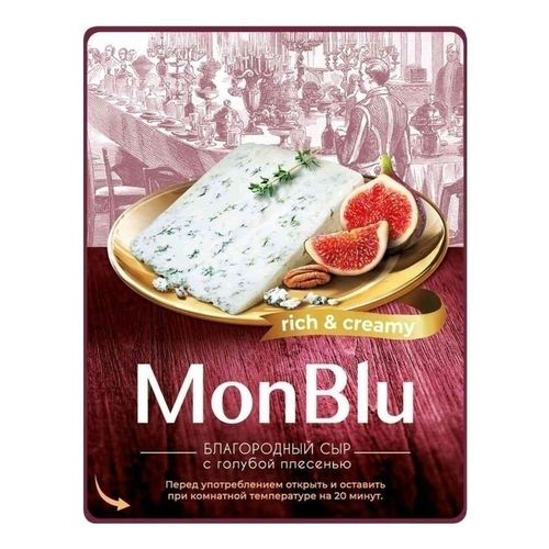 Сыр мягкий Monblu Сливочный с голубой благородной плесенью 60% 100 г