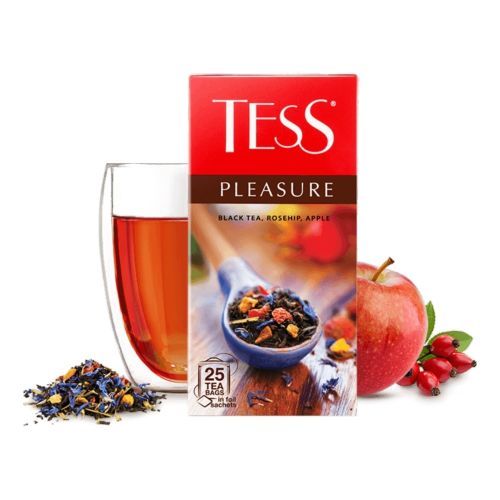 Чай черный Tess Pleasure с шиповником и яблоком в пакетиках 1,5 г х 25 шт
