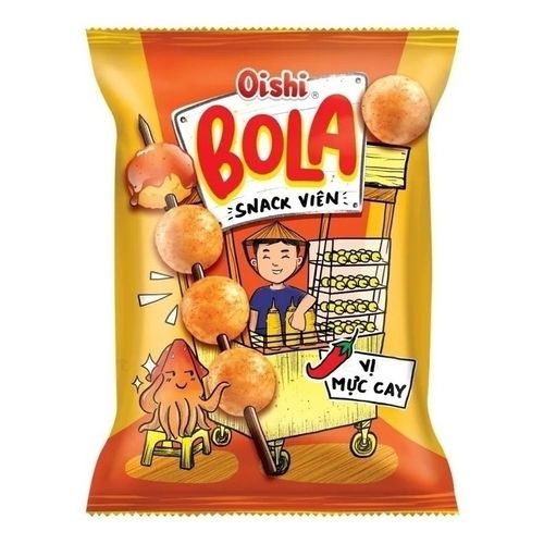 Снеки пшеничные Oishi Bolls BoLa Snack пряный кальмар 68 г