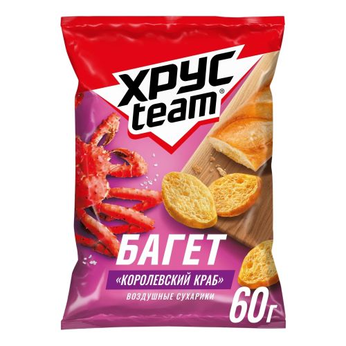 Сухарики пшеничные Хрусteam Багет Королевский краб 60 г