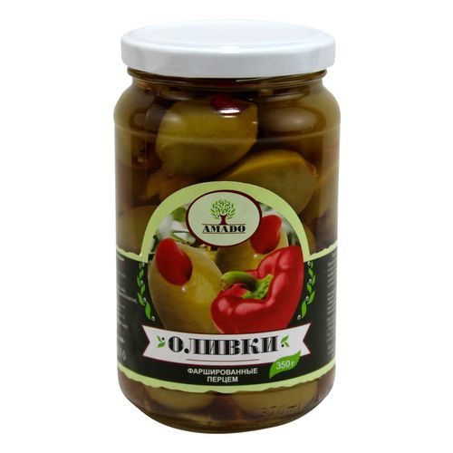 Оливки Amado зеленые с перцем 350 г