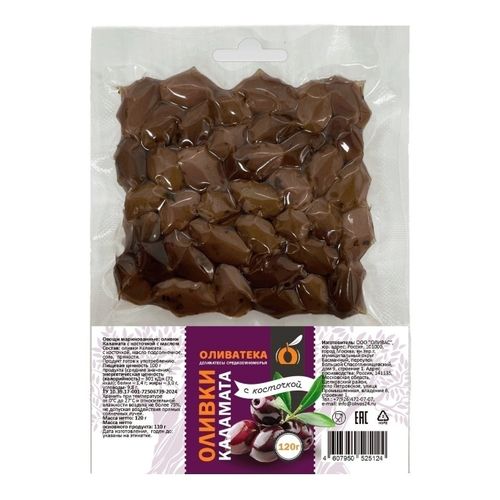 Оливки Оливатека Каламата с косточкой 120 г