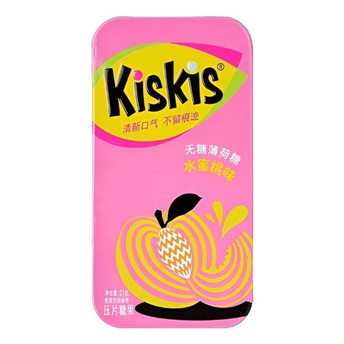 Леденцы KisKis мятные со вкусом персика без сахара 21 г