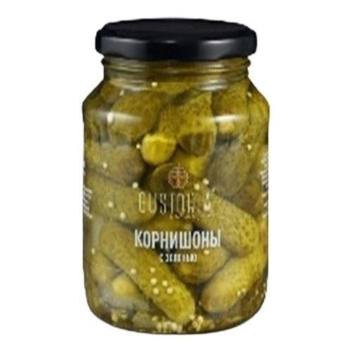 Огурцы Gustoria Корнишоны с зеленью маринованные 350 г