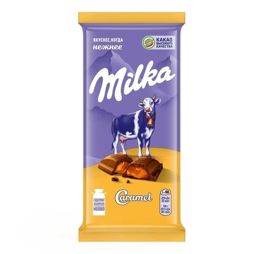Шоколад Milka молочный с карамелью 90 г