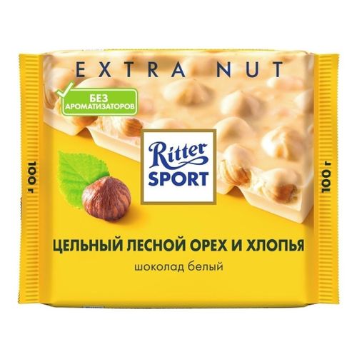Шоколад Ritter Sport Цельный лесной орех и хлопья белый 100 г