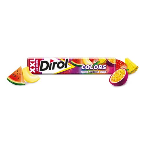 Жевательная резинка Dirol Colors XXL ассорти фруктовых вкусов 14 шт 19 г