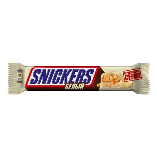 Батончик Snickers White шоколадный с нугой-карамелью-арахисом 81 г