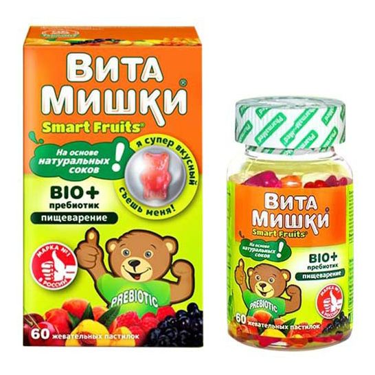 Жевательные пастилки ВитаМишки Bio+ пребиотик для детей 60 шт