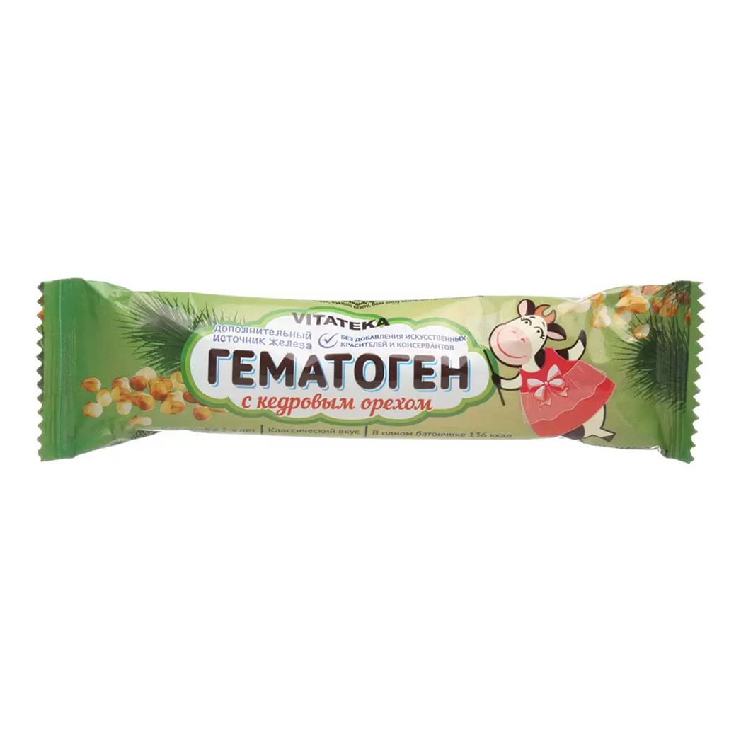 Vitateka Гематоген с кедровым орехом батончик 40 г