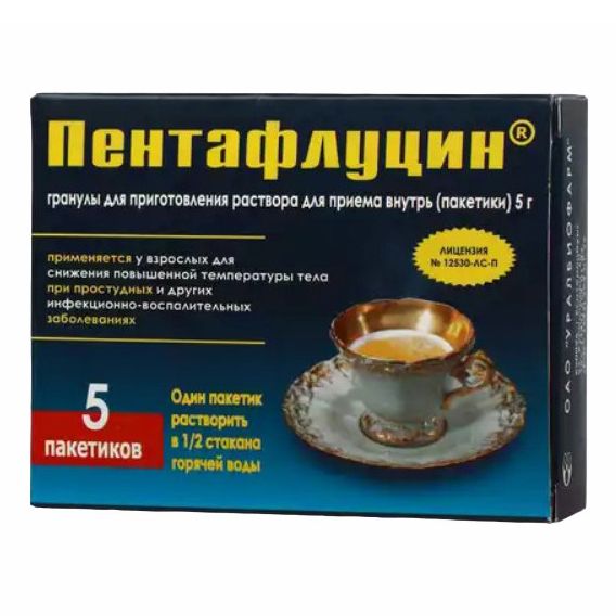 Пентафлуцин гранулы 500 мг + 200 мг + 20 мг + 20 мг 5 г х 5 шт