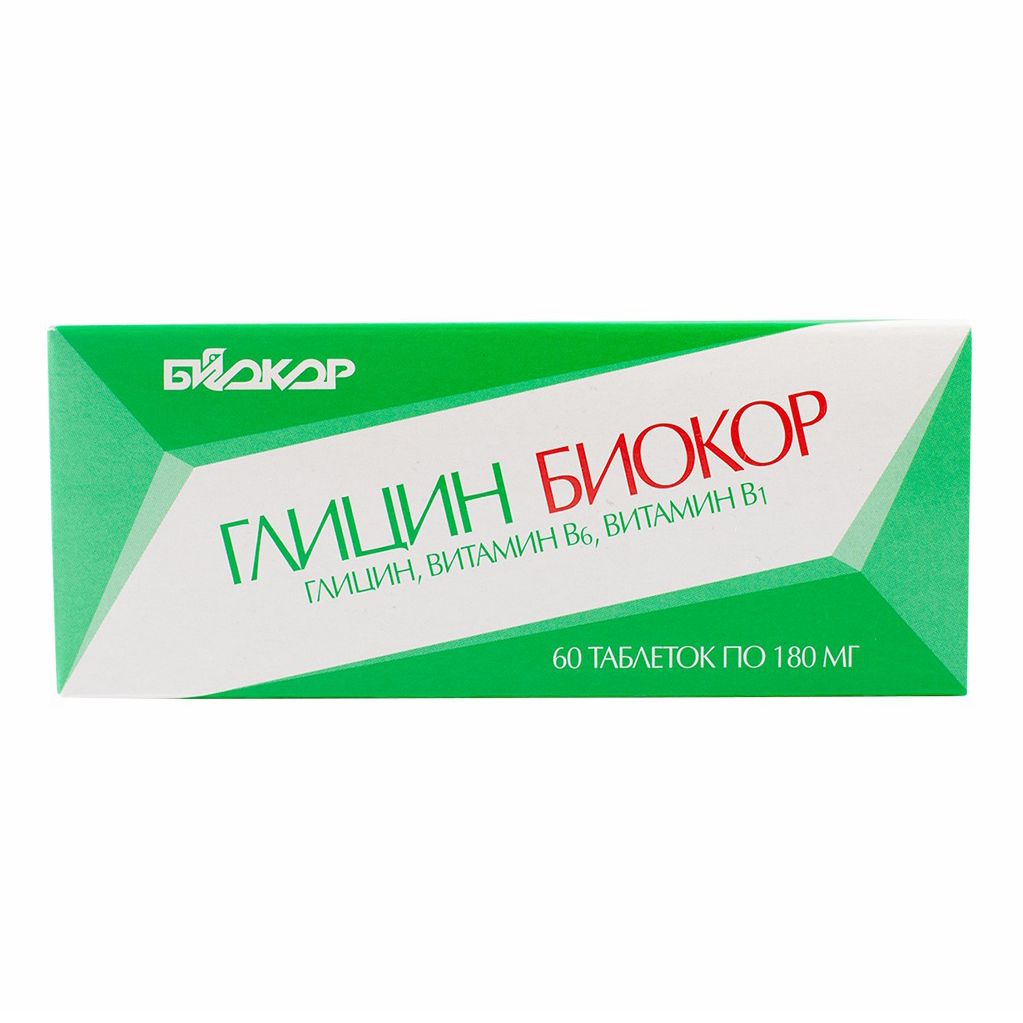 Глицин Биокор с витаминами В1 и В6 таблетки 60 шт