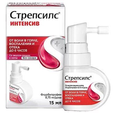 Стрепсилс Интенсив мята-вишня спрей 8,75 мг/доза 15 мл