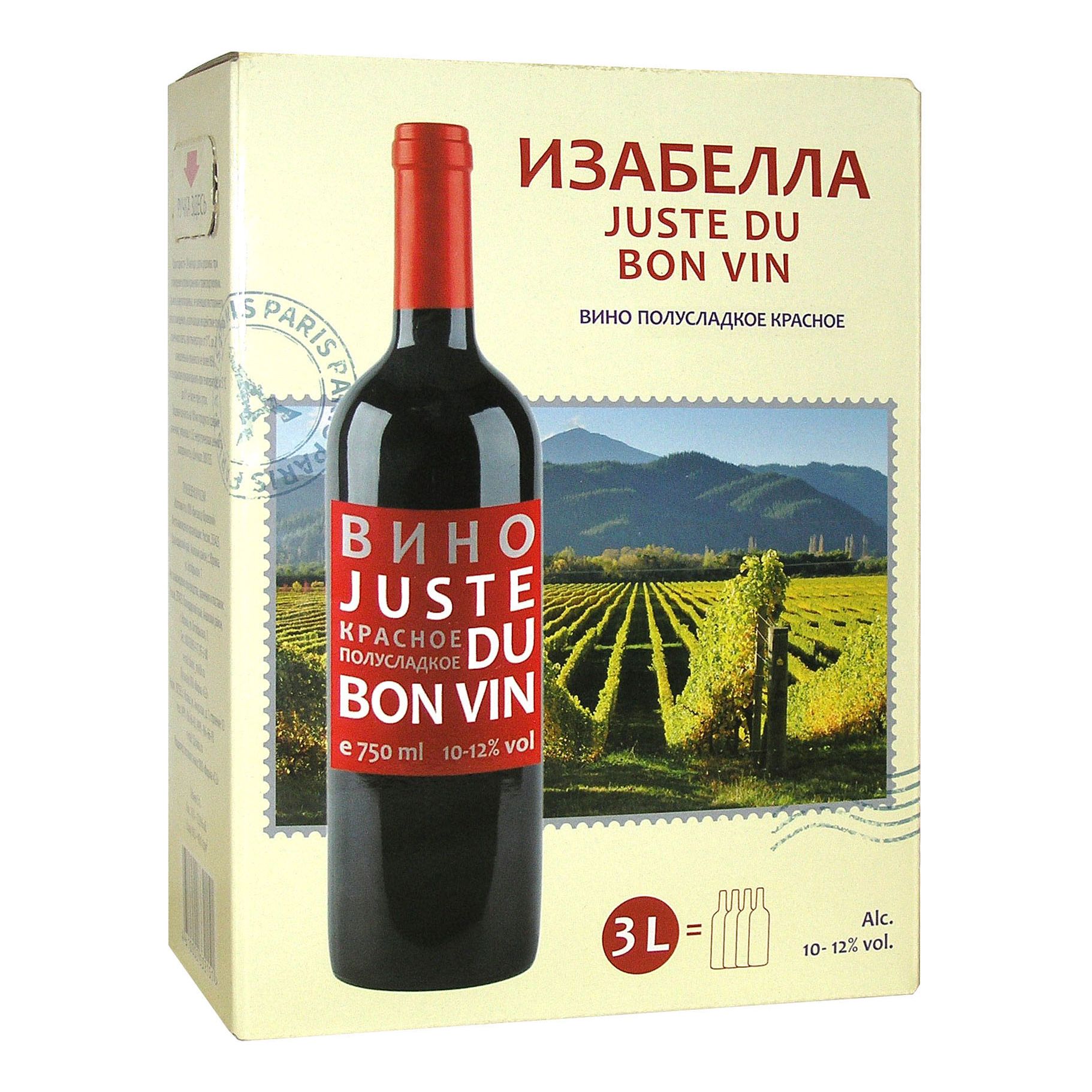 Красное полусладкое вино Juste du Bon Vin 3 л