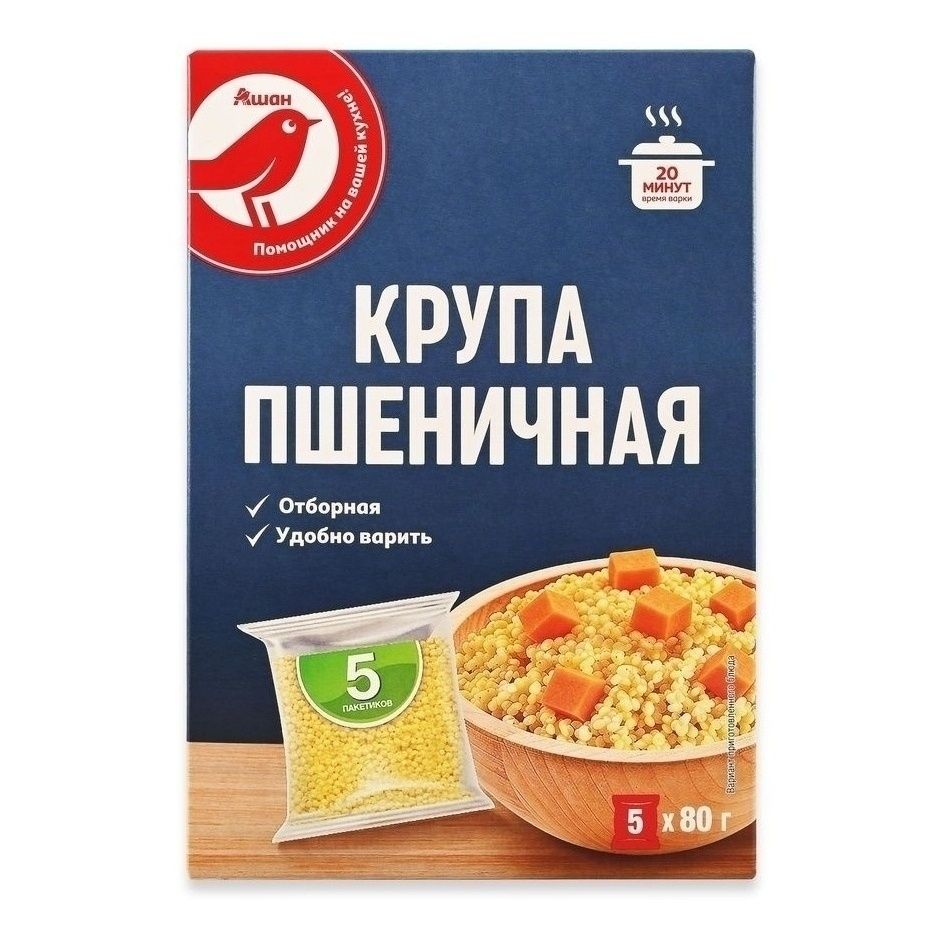 Крупа пшеничная АШАН Красная птица 400 г