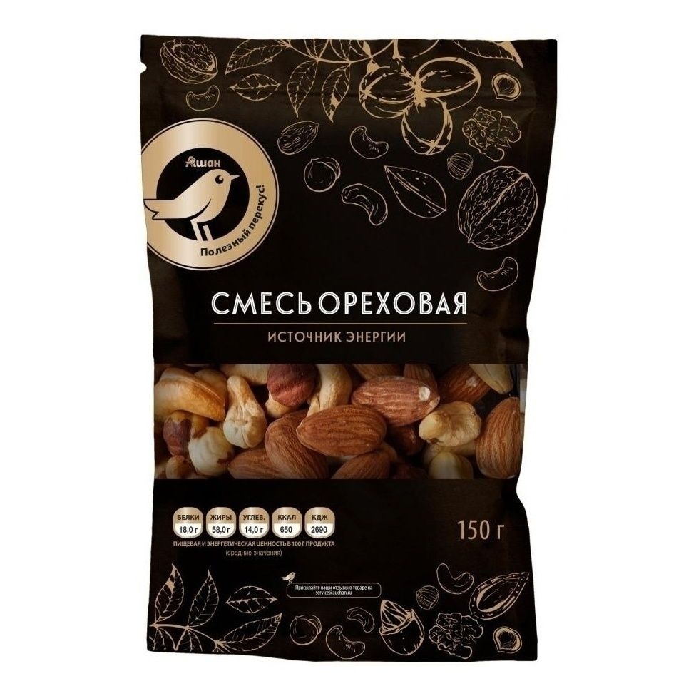 Ореховая смесь АШАН Золотая птица 150 г