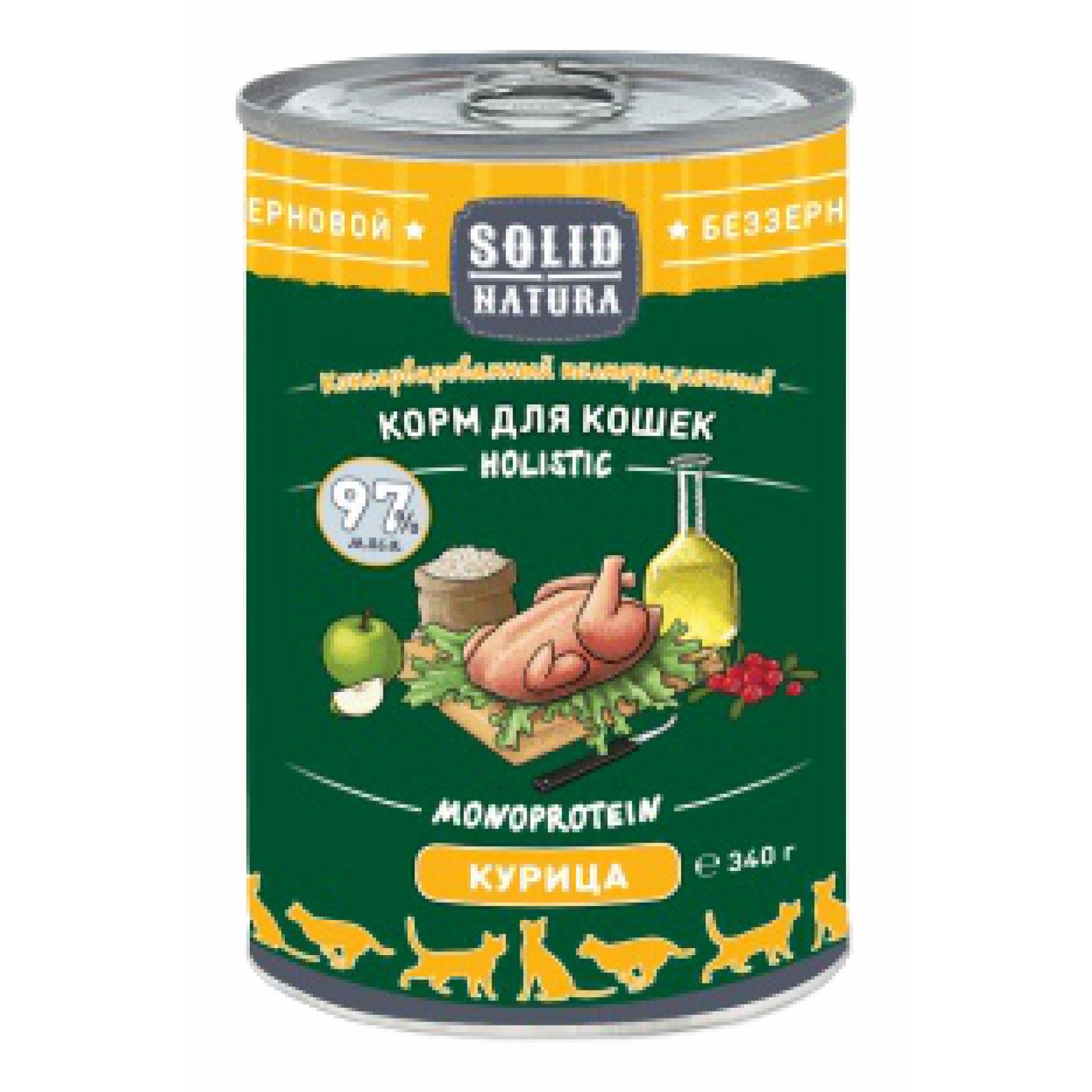 Влажный корм для кошек Solid Natura 340 г