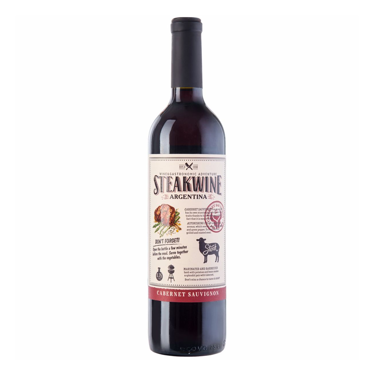 Красное полусухое вино Steakwine Каберне Совиньон 0,75 л