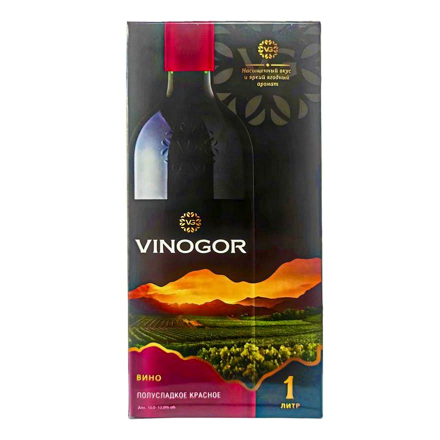 Красное полусладкое вино Vinogor 1 л