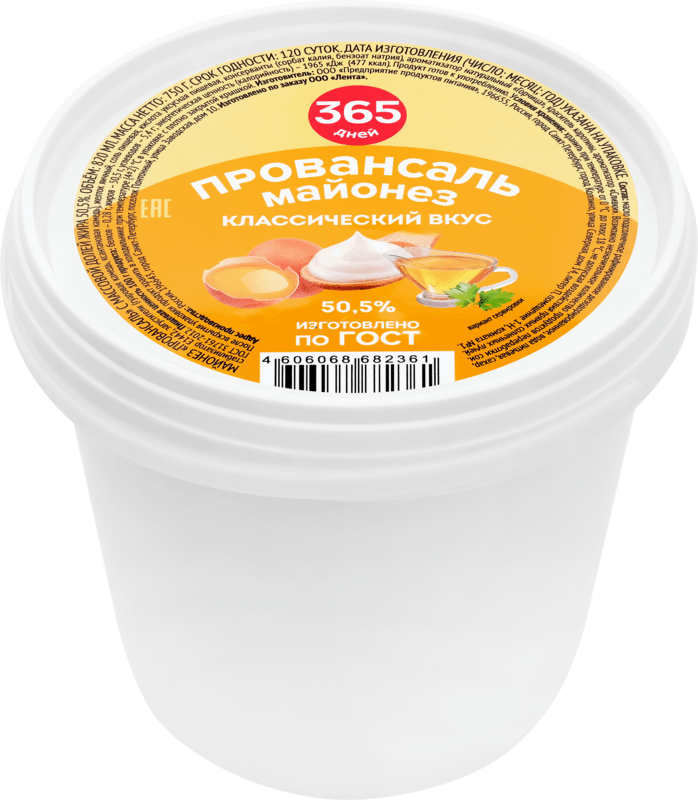 Майонез 365 дней 0,82 л 0,82 л