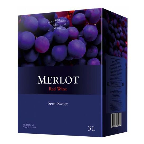 Красное полусладкое вино Traditional Wine Мерло 3 л