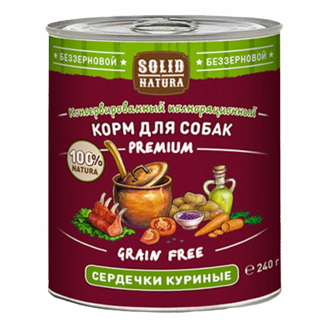 Влажный корм для собак Solid Natura 240 г