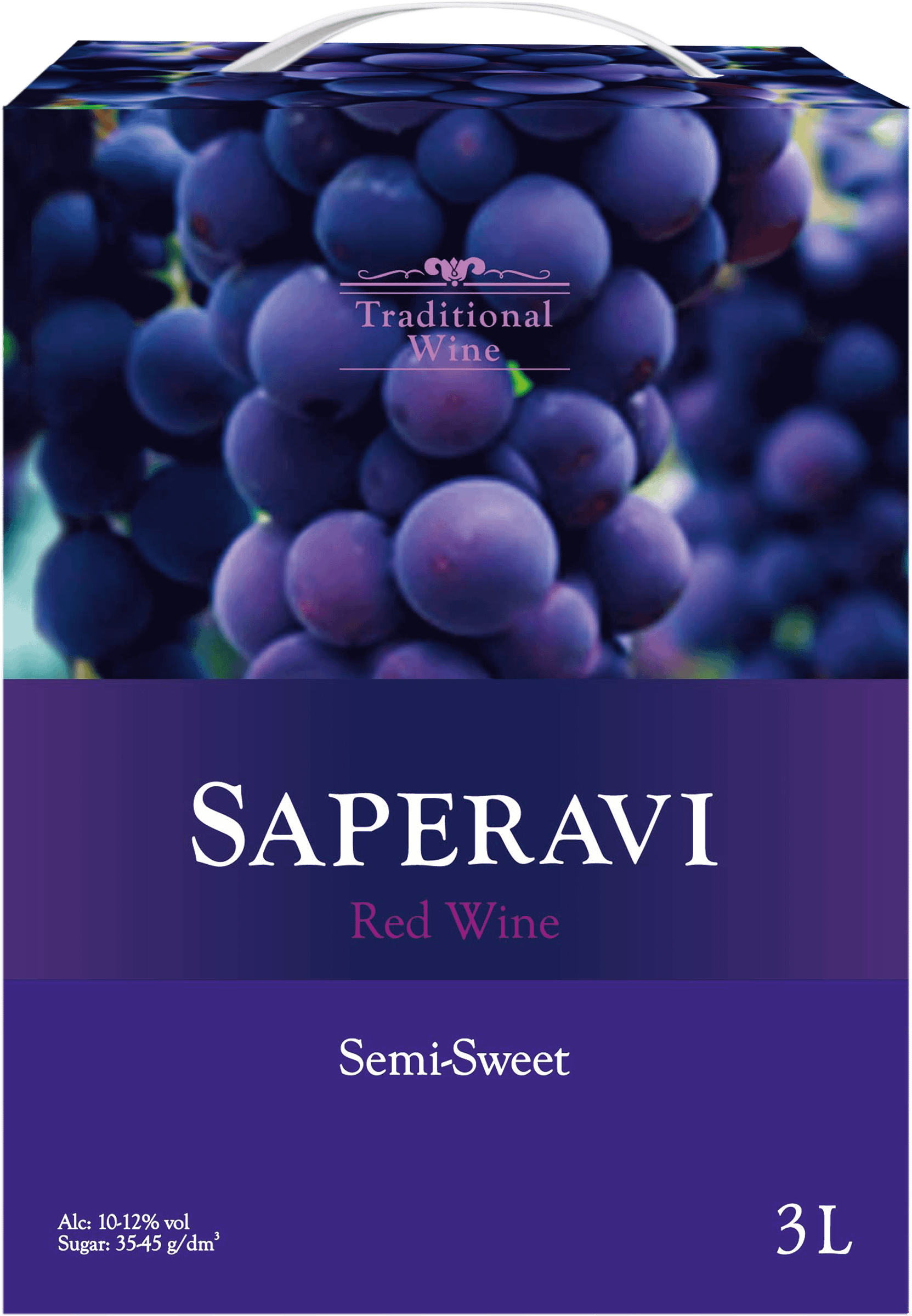 Красное полусладкое вино Traditional Wine Саперави 3 л