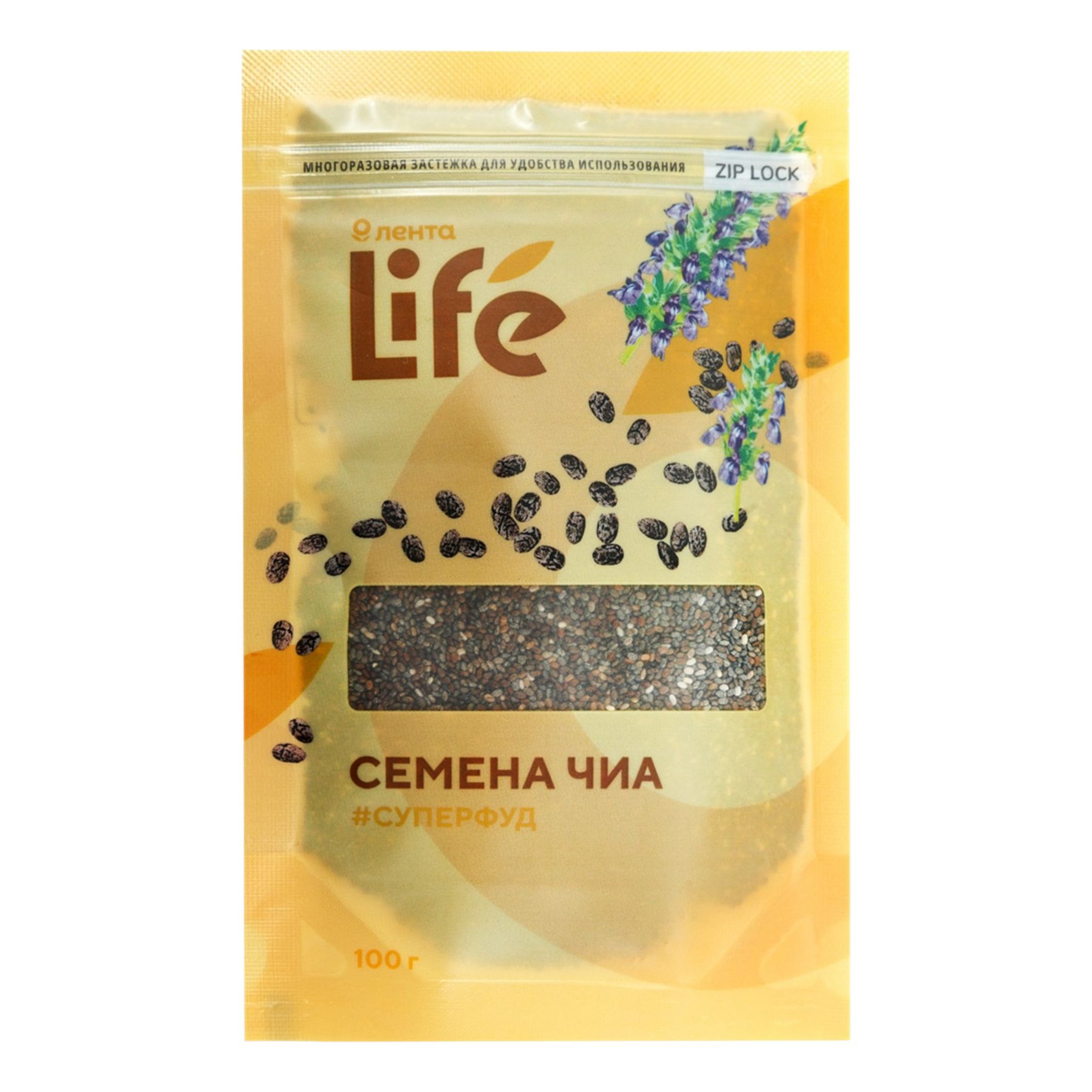Семена чиа Лента Life 100 г